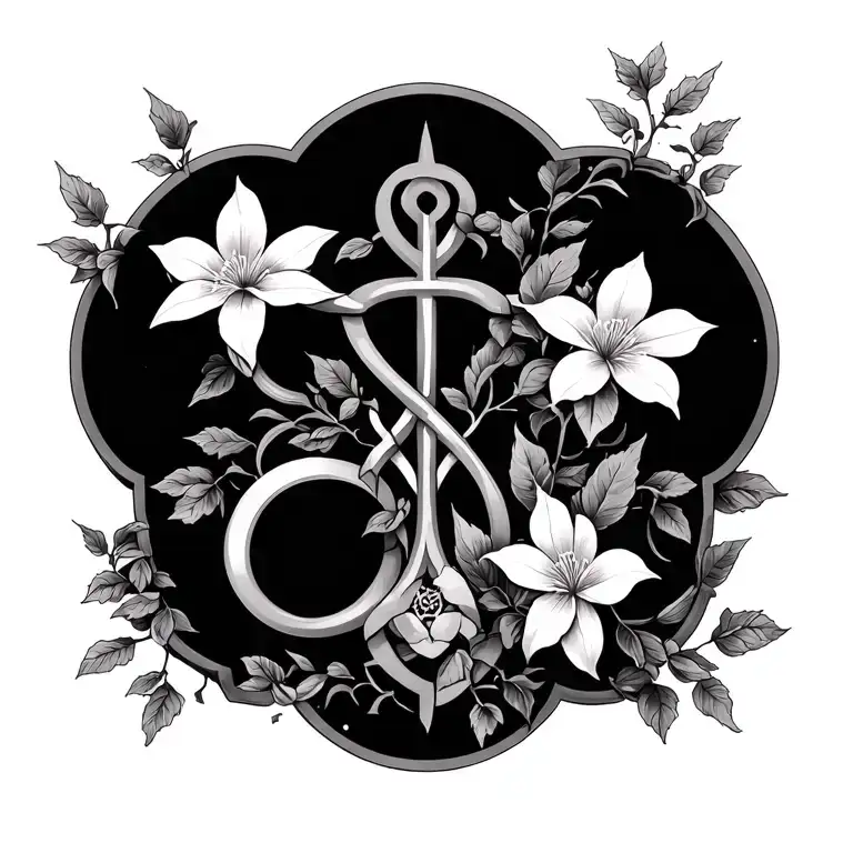 triskelion, Celtic cross, Jasmin flowers , vines covering whole back with similar feminine elements  tattoo design idea