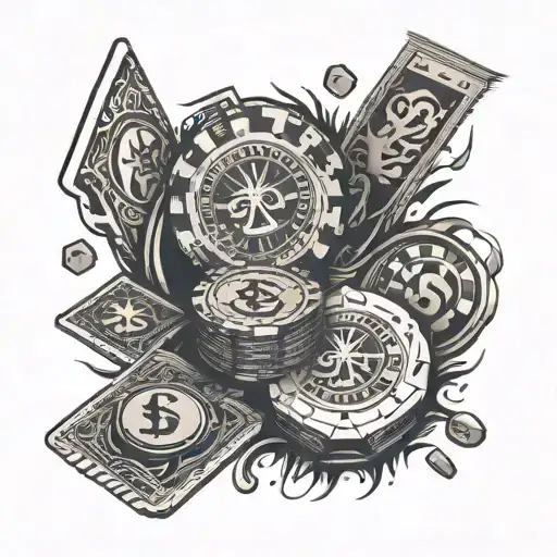 gambling drug black money tattoo design idea