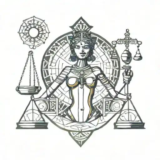 Libra black woman goddess tattoo design idea