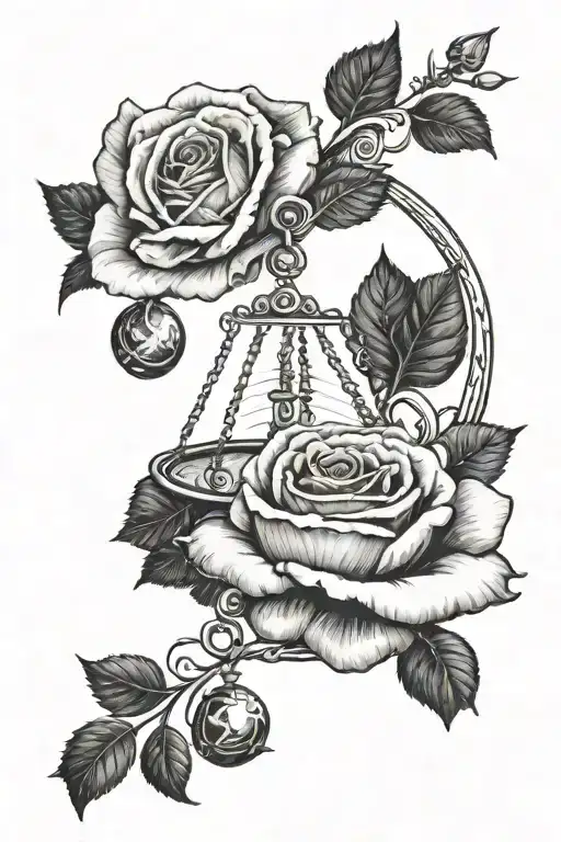 Rose Enveloping Libra, there is an eye above the scales tattoo design idea