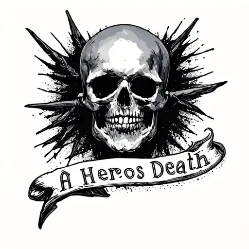 design a linear tattoo inspired in Fontaines DC's A Heros Death album cover tattoo design idea