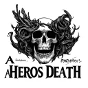 design a linear tattoo inspired in Fontaines DC's A Heros Death album cover tattoo design idea