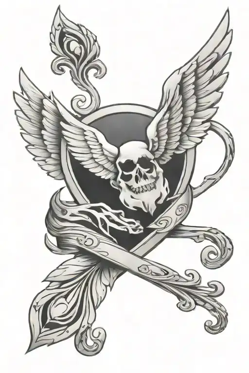 R.I.P Paw Print with wings tattoo design idea