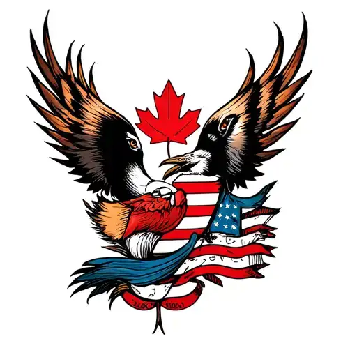 Canada and USA, family friend, tattoo design combining tattoo design idea