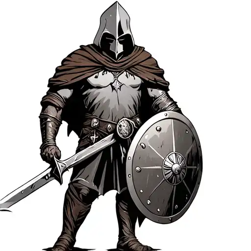 Executioner with shield and sword tattoo design idea