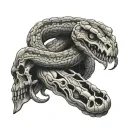 snake on skeleton hand holding tattoo design idea