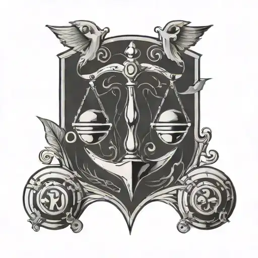 arrow and scale balanced Libra symbol tattoo design idea