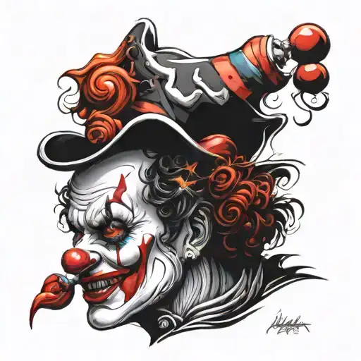 wicked clown face tattoo design idea
