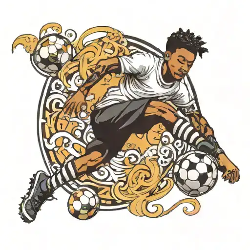 A black kid doing a soccer bicycle kick tattoo design idea