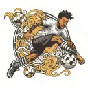 A black kid doing a soccer bicycle kick tattoo design idea