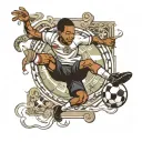 A black kid doing a soccer bicycle kick tattoo design idea