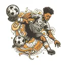 A black kid doing a soccer bicycle kick tattoo design idea