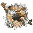 A black kid doing a soccer bicycle kick tattoo design idea