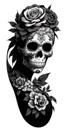 sugar skull surrounded tattoo design idea