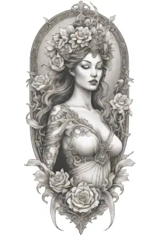 fortuna goddess sexy fit tattoo design idea