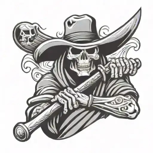 cholo reaper with baseball bat tattoo design idea