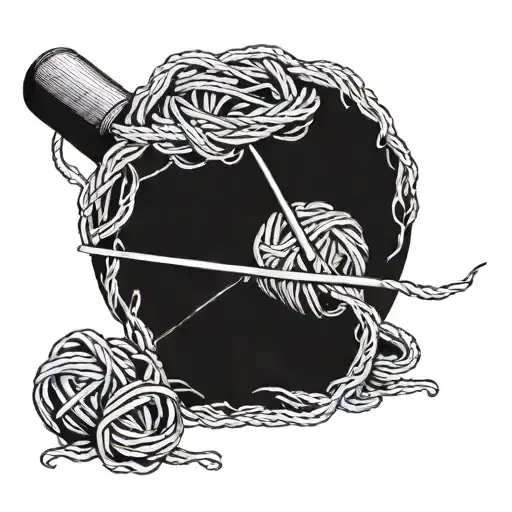 Incorporate a ball of yarn being transformed into a crochet hook tattoo design idea