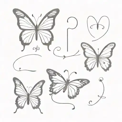 butterfly, semicolon, 7 Number tattoo design idea