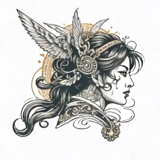 athena greek goddess tattoo design idea