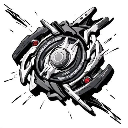 I want two Beyblades colliding seen from the side perspective tattoo design idea
