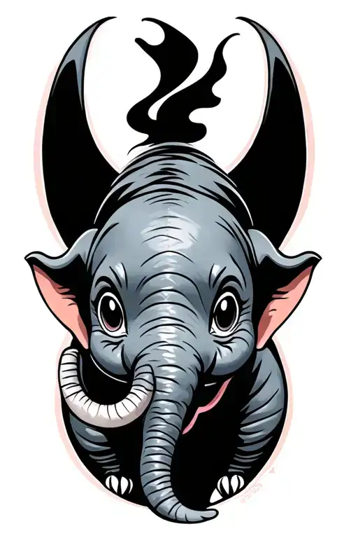 dumbo ears outline tattoo design idea