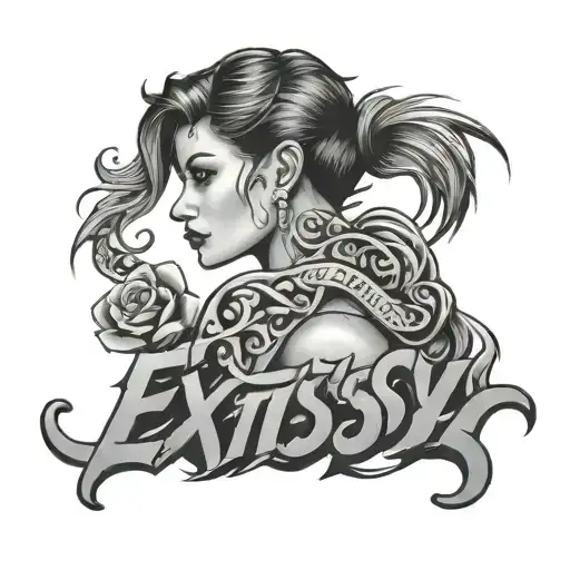 Extssy model lettering tattoo design idea