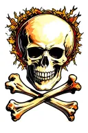 skull and bones pentagram tattoo design idea