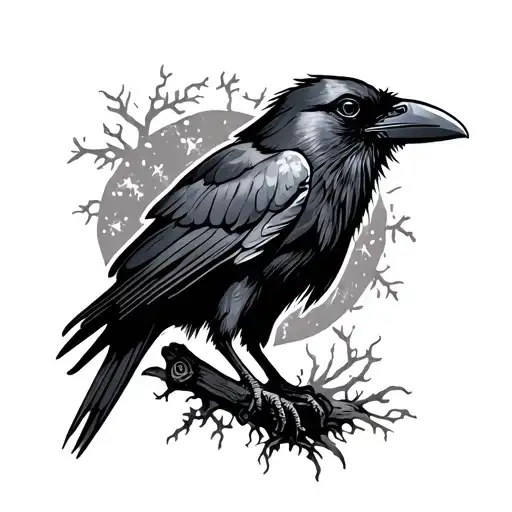 graveyard with raven tattoo design idea