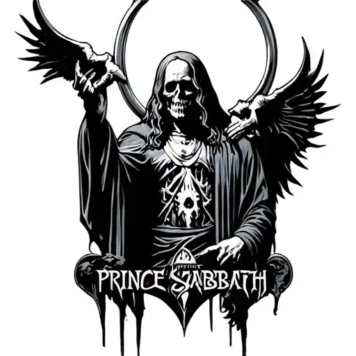 symbol black sabbath and prince of darkness tattoo design idea