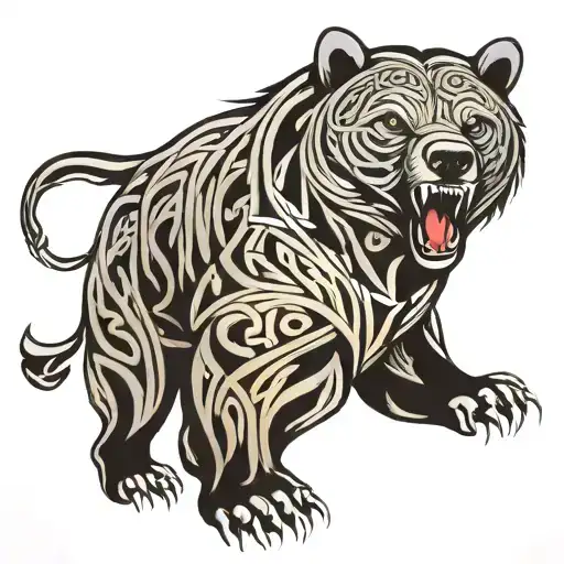 Celtic Bear Roaring tattoo design idea