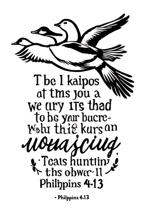 duck hunting and a bible verse Philippians 4:13 tattoo design idea