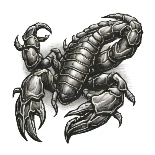 scorpion chest go to arms raised fist tattoo design idea