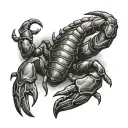 scorpion chest go to arms raised fist tattoo design idea