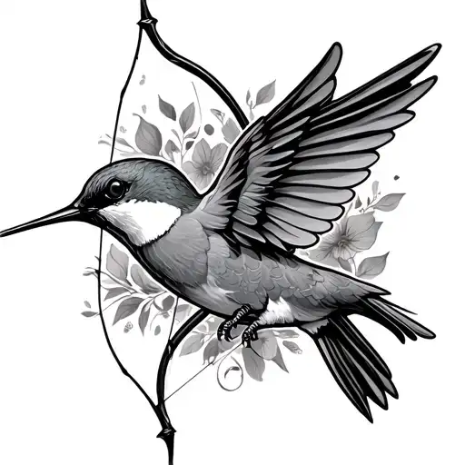 humming bird shooting a bow and arrow tattoo design idea