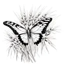 A butterfly in a wheat field in the French countryside tattoo design idea