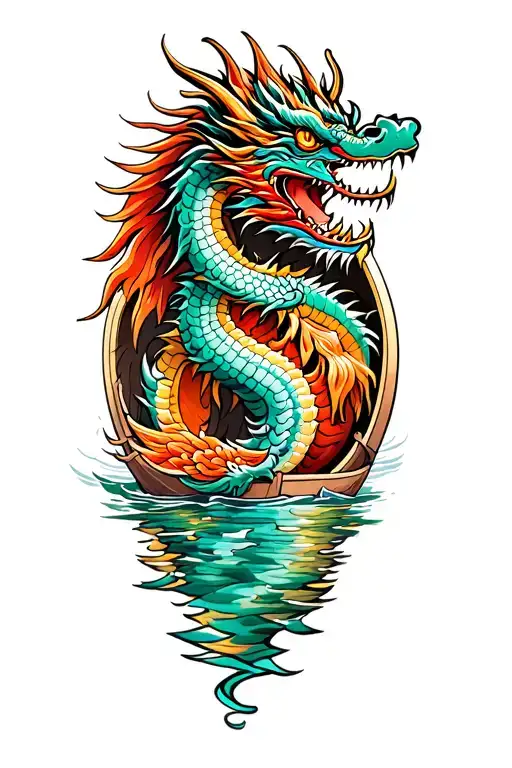 dragon boat inside representing the client's tattoo design idea