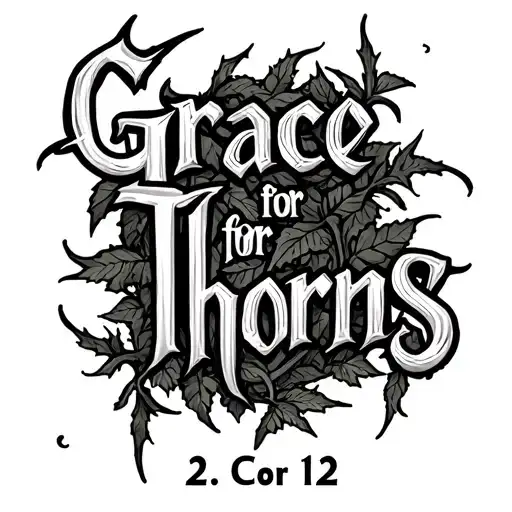 "Grace for Thorns, 2 Cor 12" tribal thorns intertwined with poison ivy tattoo design idea