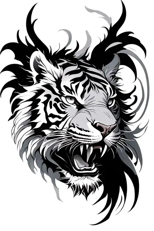 tiger and dragon connected  tattoo design idea