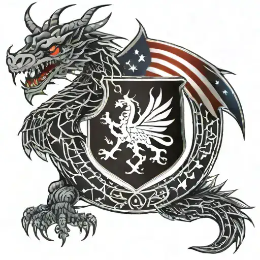 Hungarian dragon with american flag tattoo design tattoo design idea