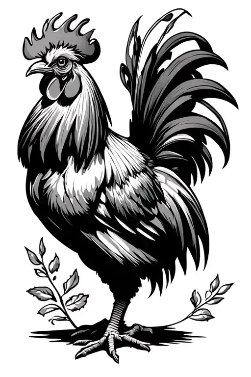Mexican rooster with out crest fighting stance tattoo design idea