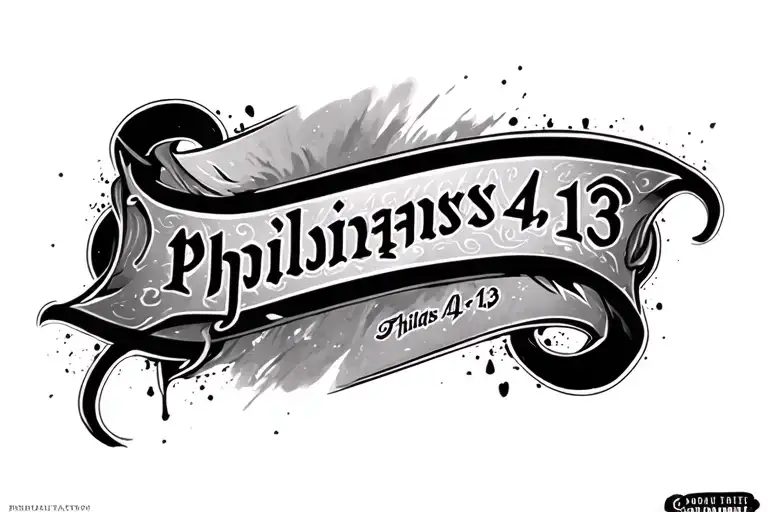 Make a outer forearm tattoo with Philippians 4:13 written tattoo design idea
