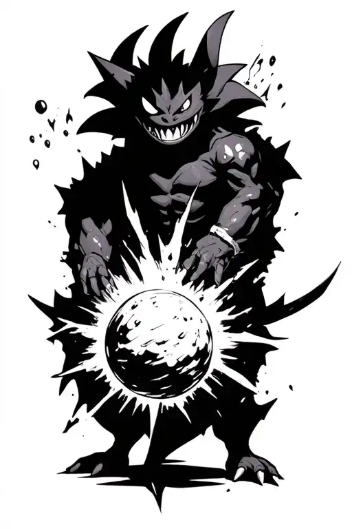 Gengar battling with Shadow Ball tattoo design idea