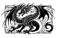 dragon fighting knight tattoo design idea
