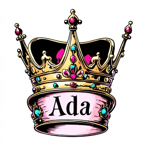 princess crown with the name Ada tattoo design idea