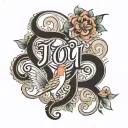 joy written tattoo design idea