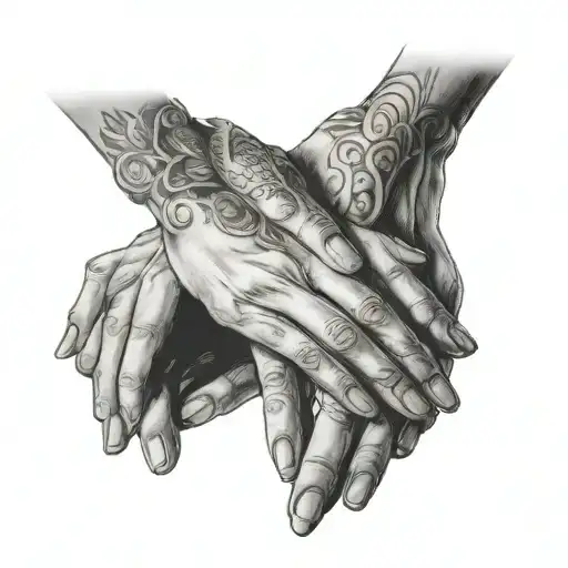 woman's hands praying hands tattoo design idea