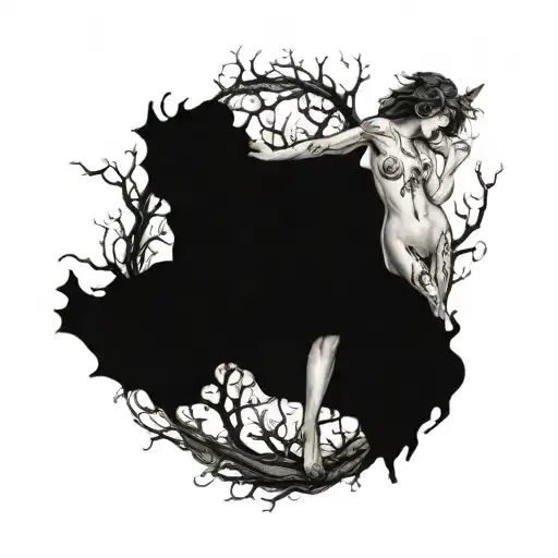 petite,naughty,nude,sexy,full body,gothic,standing,woods,anatomically correct,realism tattoo design idea