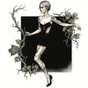 petite,naughty,nude,sexy,full body,gothic,standing,woods,anatomically correct,realism tattoo design idea