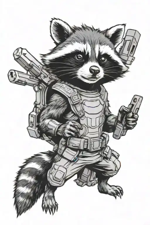 rocket raccoon tattoo design idea