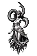 Aries sexy goddess Athena tattoo design idea